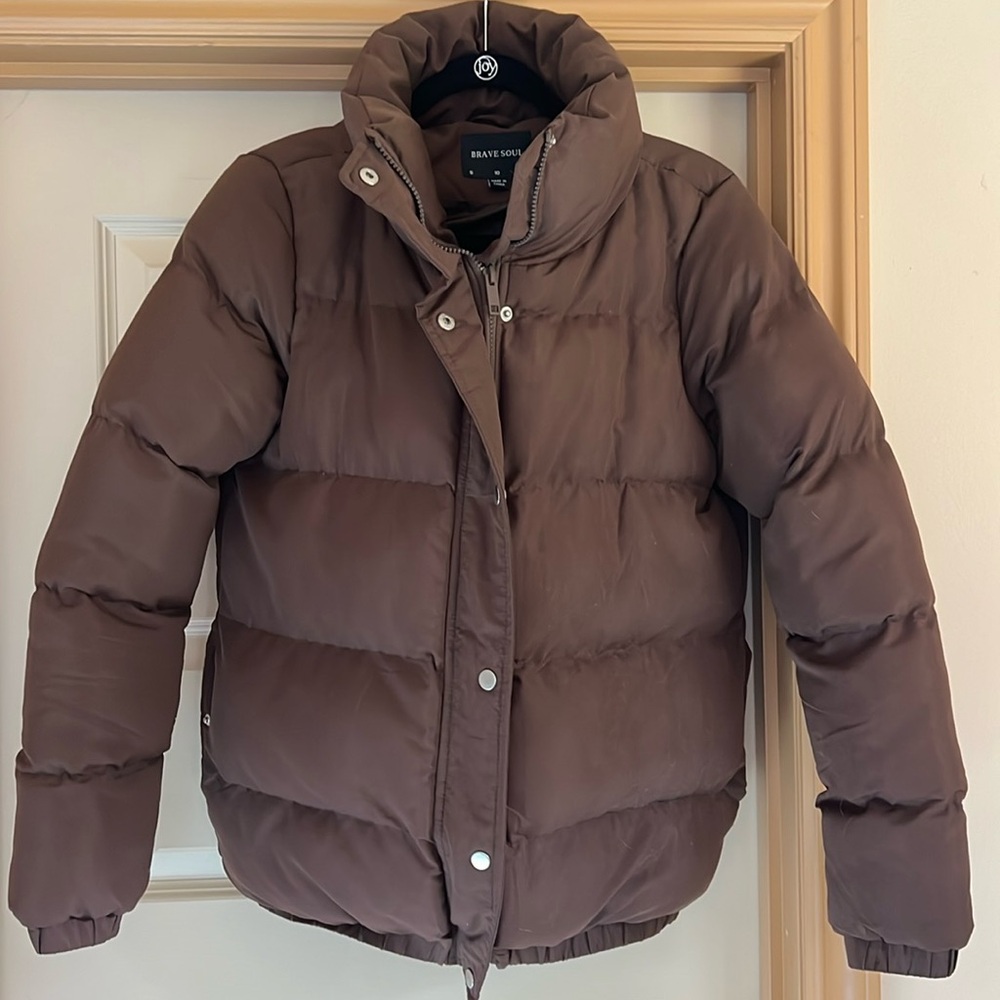 Brave Soul brown puffer jacket
